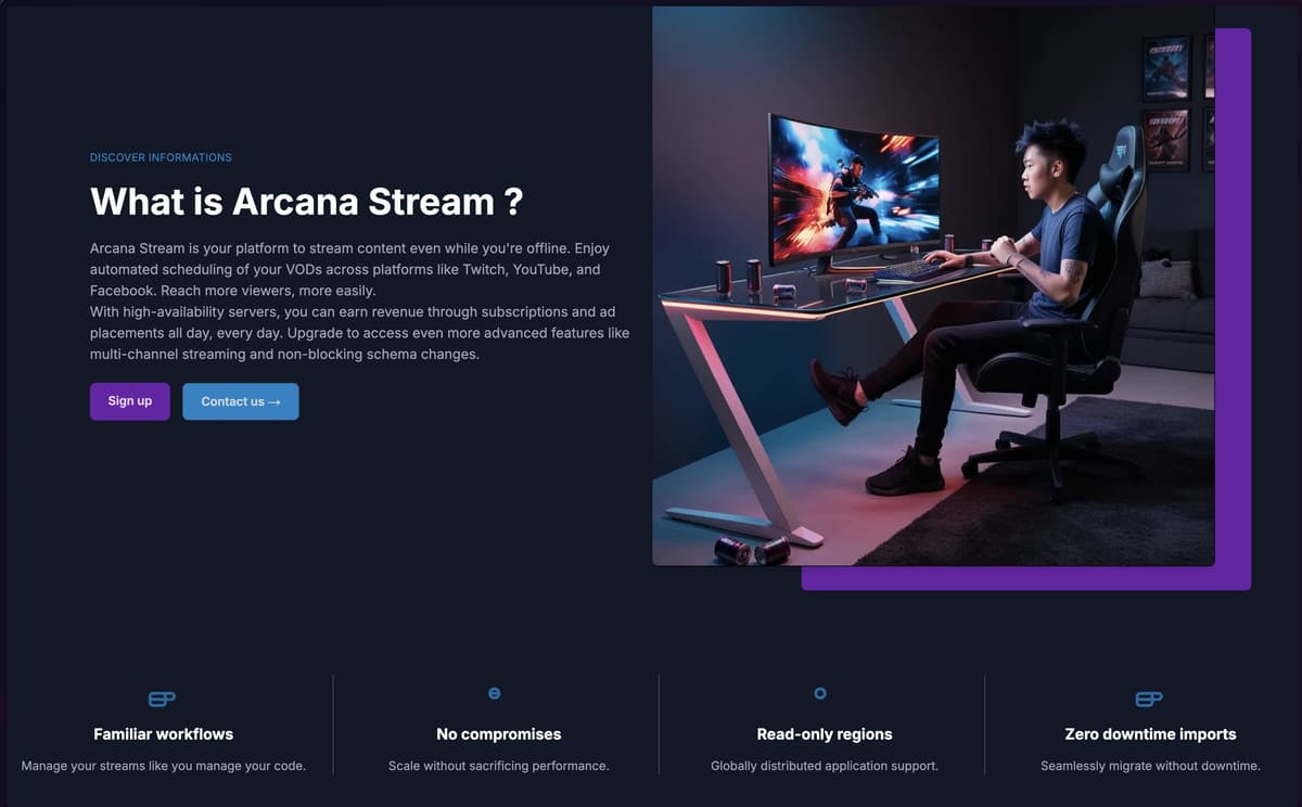 Intégration Stripe sur Arcana Stream