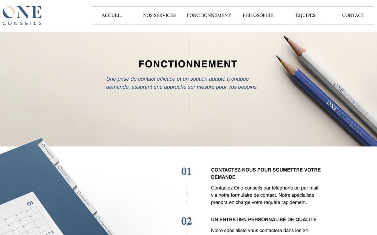 Page d'accueil One Conseils